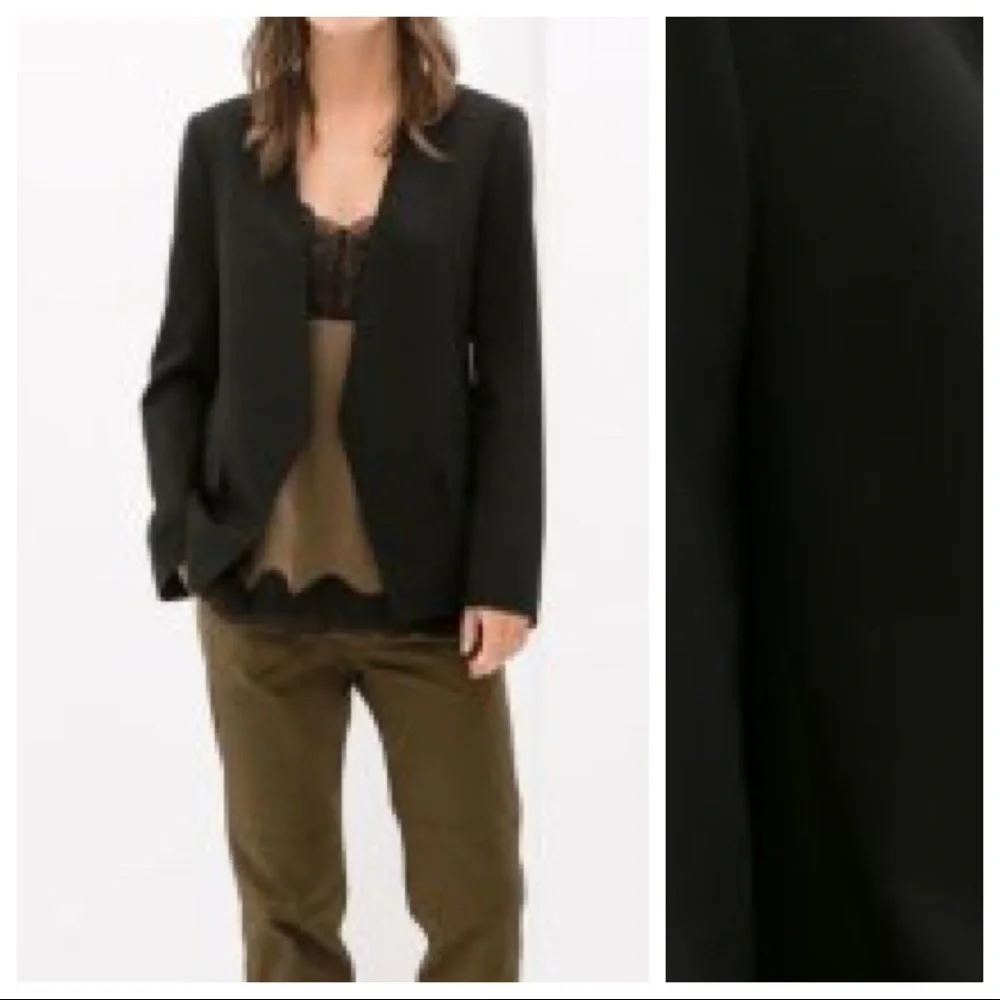 NWT. Zara Black No Collar Jacket Blazer. Size S